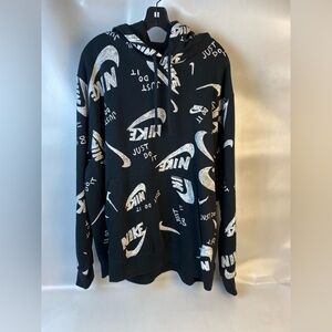 Nike Black Hoodie with White Graphics Sz 2XL